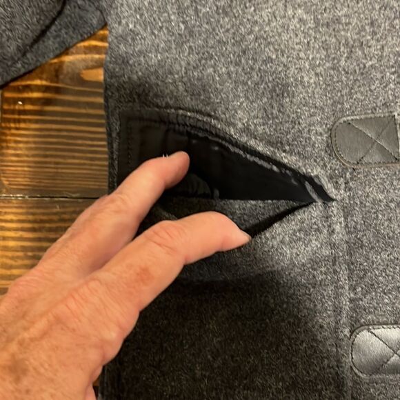 NWT Janie and Jack Dark Gray and Black Hooded Winter Toggle Pea Coat - Picture 5 of 13